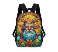 sinyumoney Christmas Stained Glass Santa Sacs À Dos Scolaires Pour Garçons Et Filles, Sacs À Dos Décontractés Pour Le Sport, Sacs À Dos De Grande Capacité Pour L'école Primaire 17inch