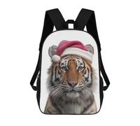 sinyumoney Christmas Tiger Wearing A Santa Hat Sac À Dos Scolaire Imprimé En 3D Pour Garçons Et Filles, Sac À Dos Pour Ordinateur Portable Pour Enfants/étudiants/adultes 17inch