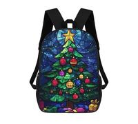 sinyumoney Christmas Tree Stained Glass Art Sac À Dos Scolaire Pour Filles Et Garçons, Grande Capacité, Léger, Pour Enfants Et Étudiants 17inch