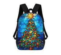 sinyumoney Christmas Tree Stained Glass Sac À Dos Scolaire Pour Enfants Imprimé En 3D, Idéal Pour Les Voyages Et Les Lectures, Pour Les Garçons Et Les Élèves Du Primaire 17inch