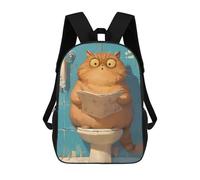 sinyumoney Chubby Cat on Toilet Sacs À Dos Scolaires Pour Enfants, Sac D'école Imprimé En 3D Pour Garçons, Élèves Du Primaire Et Du Collège 17inch