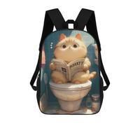 sinyumoney Chubby Cat Toilet Reading Sac À Dos Scolaire Enfant Tendance Et Décontracté, Sac À Dos Imprimé En 3D Pour Garçon, Grand Sac À Dos 17inch