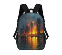 sinyumoney Cityscape Reflections at Night Sac À Dos Scolaire Imprimé En 3D Pour Enfants, Sac À Dos De Voyage, Sac Tendance Et Décontracté Pour Écoliers 17inch