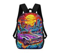 sinyumoney Cityscape with Classic Car Sac À Dos Scolaire Imprimé En 3D, Sac À Dos Tendance Pour Enfants, Sac À Dos Pour Garçons, Élèves Du Collège 17inch
