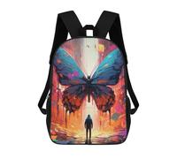 sinyumoney Cityscape with Giant Butterfly Sacs À Dos Scolaires Pour Garçons Et Filles, Sacs À Dos Décontractés Pour Le Sport, Sacs À Dos De Grande Capacité Pour L'école Primaire 17inch