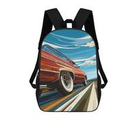 sinyumoney Classic Car on The Road Sac À Dos Scolaire Pour Adolescents, Imprimé En 3D, Ajustable, À Poches Tendance, Pour Enfants, Garçons, Filles, Étudiants Et Adolescents 17inch