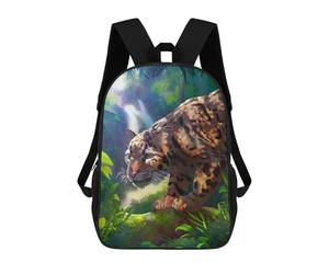sinyumoney Clouded Leopard in Jungle Sac À Dos Scolaire Imprimé En 3D Pour Garçons Et Filles, Sac À Dos Pour Ordinateur Portable Pour Enfants/étudiants/adultes 17inch