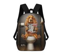 sinyumoney Cocker Spaniel on Toilet Sacs À Dos Pour Enfants, Cartables, Sacs À Dos Scolaires Imprimés En 3D, Sacs À Dos De Voyage Tendance Pour Enfants (primaire, Collège) 17inch