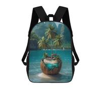 sinyumoney Coconut Island Paradise Sac À Dos Scolaire Pour Adolescents, Imprimé En 3D, Ajustable, À Poches Tendance, Pour Enfants, Garçons, Filles, Étudiants Et Adolescents 17inch