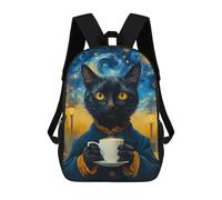 sinyumoney Coffee Cat Drinking Coffee Sacs À Dos Tendance Imprimés En 3D 17inch Sac D'école Décontracté Pour Enfants, Garçons, Élèves Du Primaire Et Du Collège