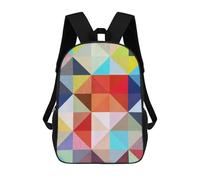 sinyumoney Colored Triangles E Sac À Dos Scolaire Imprimé En 3D, Sac À Dos Décontracté Pour Enfants, Sac D'école Imprimé En 3D Pour Garçons, Primaire Et Collège 17inch