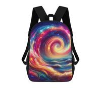 sinyumoney Colorful Abstract Cat Art-14 Sac à Dos Scolaire pour Enfants, Sacs à Dos Imprimé 3D, Sacs à Dos Scolaires à la Mode pour Garçons, Écoles Primaires et Collèges, Cosmic Swirl Painting, 17"