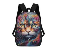 sinyumoney Colorful Abstract Cat Art-16 Sac À Dos Scolaire Pour Enfants 17 Pouces, Sac À Dos Décontracté Pour Les Voyages, Grand Sac À Dos De Jour Pour Garçons Et Filles 17inch