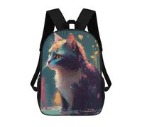 sinyumoney Colorful Abstract Cat Painting-3 Sacs À Dos Pour Enfants, Sac D'école Imprimé En 3D, Cartable Pour Enfants, Sac De Voyage, Sac À Dos Garçon Fille, Sac D'école Pour Enfants 17inch