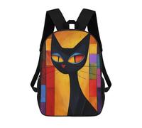 sinyumoney Colorful Abstract Cat Sac À Dos Enfant Fille 3D, Sac D'école, Sac À Dos Pour Tout-petits, Sac À Dos Décontracté, Sac À Livres Tendance 17inch