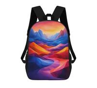 sinyumoney Colorful Abstract Mountain Landscape Painting Sac À Dos Scolaire Imprimé En 3D, Sac À Dos Décontracté Pour Enfants, Sac D'école Imprimé En 3D Pour Garçons, Primaire Et Collège 17inch