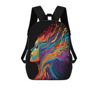 sinyumoney Colorful Abstract Profile Sac À Dos Scolaire Imprimé En 3D Pour Enfants, Sac À Dos De Voyage Tendance Et Décontracté Pour Écoliers 17inch