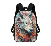 sinyumoney Colorful Abstract Wolf Portrait Sac À Dos Scolaire Imprimé En 3D, Sac À Dos Décontracté Pour Enfants, Sac D'école Imprimé En 3D Pour Garçons, Primaire Et Collège 17inch