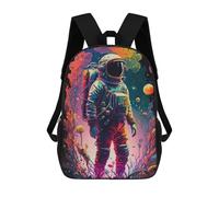 sinyumoney Colorful Astronaut Journey Sac À Dos Scolaire Pour Enfants 17 Pouces, Sac À Dos Décontracté Pour Les Voyages, Grand Sac À Dos De Jour Pour Garçons Et Filles 17inch