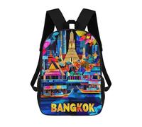 sinyumoney Colorful Bangkok Cityscape Vibrant Skyline Sacs À Dos Pour Enfants, Cartables, Sacs À Dos Scolaires Imprimés En 3D, Sacs À Dos De Voyage Tendance Pour Enfants (primaire, Collège) 17inch
