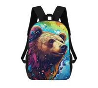 sinyumoney Colorful Bear Illustration-5 Sac À Dos Scolaire Pour Enfants, Imprimé En 3D, Tendance Et Décontracté, Pour Garçons, Élèves Du Primaire Et Du Collège 17inch