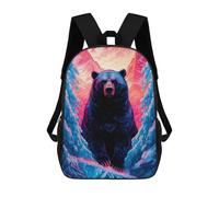 sinyumoney Colorful Bear Mountain Artwork Sac À Dos Scolaire Imprimé En 3D Pour Enfants, Sac À Dos De Voyage, Sac Tendance Et Décontracté Pour Écoliers 17inch