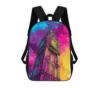 sinyumoney Colorful Big Ben Art Print Sac À Dos Scolaire Pour Enfants, Imprimé En 3D, Tendance Et Décontracté, Pour Garçons, Élèves Du Primaire Et Du Collège 17inch