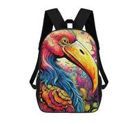 sinyumoney Colorful Bird Illustration Sacs À Dos Scolaires Pour Garçons Et Filles, Sacs À Dos Décontractés Pour Le Sport, Sacs À Dos De Grande Capacité Pour L'école Primaire 17inch