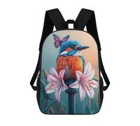 sinyumoney Colorful Bird with Butterfly Sac À Dos Scolaire Pour Enfants, Sac À Dos De Voyage Décontracté, Grand Sac À Dos Pour Garçons Et Filles 17inch