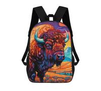 sinyumoney Colorful Bison Landscape Sac À Dos Enfant, Sac D'école, Sac À Dos Imprimé 3D Avec Motif De Dessin Animé, Grande Capacité, Pour Garçons Et Filles 17inch