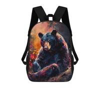 sinyumoney Colorful Black Bear Painting Sac À Dos Scolaire Pour Enfants, Imprimé En 3D, Pour Garçons, Élèves Du Primaire Et Du Collège 17inch