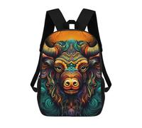 sinyumoney Colorful Bull Illustration-1 Sacs À Dos Décontractés Pour Enfants, Sacs D'école Pour Adolescents, Filles Et Garçons, Sacs À Dos Pour Livres 17inch