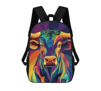 sinyumoney Colorful Bull Illustration-1 Sacs À Dos Pour Enfants 17inch Sac À Dos Scolaire, Sac D'école Imprimé En 3D Pour Garçons, Élèves Du Primaire Et Du Collège