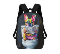 sinyumoney Colorful Bulldog Reading Newspaper Sacs À Dos Tendance Imprimés En 3D 17inch Sac D'école Décontracté Pour Enfants, Garçons, Élèves Du Primaire Et Du Collège