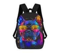 sinyumoney Colorful Bulldog Sunglasses Art Sacs À Dos Tendance Imprimés En 3D 17inch Sac D'école Décontracté Pour Enfants, Garçons, Élèves Du Primaire Et Du Collège