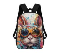 sinyumoney Colorful Bunny with Goggles Sac À Dos Scolaire Imprimé En 3D, Sac À Dos Tendance Pour Enfants, Sac À Dos Pour Garçons, Élèves Du Collège 17inch