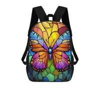 sinyumoney Colorful Butterfly Stained Glass Sac À Dos Scolaire Pour Enfants, 43 Cm (17 Pouces), Imprimé En 3D, Pour Garçons, Élèves Du Primaire Et Du Collège