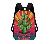 sinyumoney Colorful Cactus Pot Art Print-1 Sacs À Dos Tendance Imprimés En 3D 17inch Sac D'école Décontracté Pour Enfants, Garçons, Élèves Du Primaire Et Du Collège