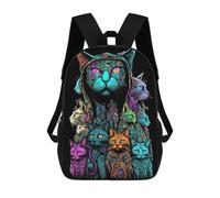 sinyumoney Colorful Cat Collage Sacs À Dos, Sac À Dos Enfant, Sac D'école, Sac À Dos De Voyage Imprimé En 3D, Accessoire De Mode, Sac À Dos Imperméable Pour Enfants 17inch
