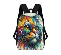 sinyumoney Colorful Cat Glasses Art Sacs À Dos Imprimés En 3D Pour Enfants 17inch Sacs À Dos Tendance Et Décontractés Pour La Journée, Sacs De Voyage, Sacs À Dos D'extérieur Pour Garçons Et Filles