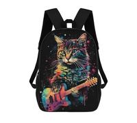 sinyumoney Colorful Cat Playing Guita Sacs À Dos Pour Garçons, Cartables Imprimés En 3D, Sacs À Dos De Voyage Tendance Pour Garçons (primaire, Collège) 17inch