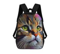 sinyumoney Colorful Cat Portrait -3 Sacs À Dos Imprimés En 3D Pour Enfants, Sacs D'école Tendance Pour Garçons, Sacs De Voyage, Sacs Scolaires Pour Élèves Du Primaire 17inch