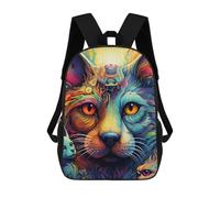 sinyumoney Colorful Cat Portrait-32 Sac À Dos Enfant, Cartable, Sacs À Dos Scolaires Imprimés En 3D Pour Élèves Du Primaire Et Du Collège, Cadeau D'anniversaire Pour Adolescents 17inch