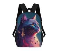 sinyumoney Colorful Cat Portrait -6 Sacs À Dos, Sac À Dos Enfant, Sac D'école, Sac À Dos De Voyage Imprimé En 3D, Accessoire De Mode, Sac À Dos Imperméable Pour Enfants 17inch