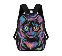 sinyumoney Colorful Cat Portrait on Black Background Sacs À Dos Imprimés En 3D Pour Enfants, Sacs D'école Tendance Pour Garçons, Sacs De Voyage, Sacs Scolaires Pour Élèves Du Primaire 17inch