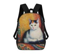 sinyumoney Colorful Cat Portrait Painting -2 Sac À Dos Enfant, Sac D'école, Sac À Dos Imprimé 3D Avec Motif De Dessin Animé, Grande Capacité, Pour Garçons Et Filles 17inch
