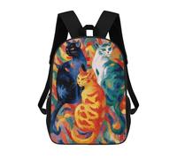 sinyumoney Colorful Cats Abstract Painting Sac À Dos Imprimé En 3D, Sac D'école Décontracté Et Tendance Pour Enfants, Sac D'école Pour Garçons, Collégiens 17inch