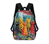 sinyumoney Colorful Cats in Fantasy Forest-2 Sacs À Dos 17 Pouces Pour Enfants, Sacs D'école Imprimés En 3D Pour Élèves Du Primaire Et Du Collège, Garçons Et Filles