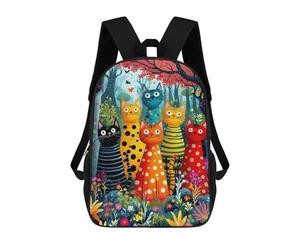 sinyumoney Colorful Cats in Fantasy Forest-2 Sacs À Dos 17 Pouces Pour Enfants, Sacs D'école Imprimés En 3D Pour Élèves Du Primaire Et Du Collège, Garçons Et Filles