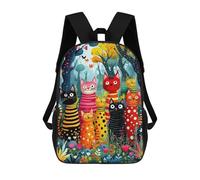 sinyumoney Colorful Cats in Fantasy Forest Sacs À Dos 17 Pouces Pour Enfants, Sacs D'école Imprimés En 3D Pour Élèves Du Primaire Et Du Collège, Garçons Et Filles